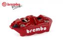 BREMBO RACING RED LEFT RADIAL BRAKE CALIPER M4 MONOBLOCK 100MM WHITE LOGO