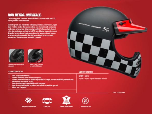 CASCO TOURING BELL MOTO-3 FASTHOUSE CHECKERS NERO BIANCO ROSSO