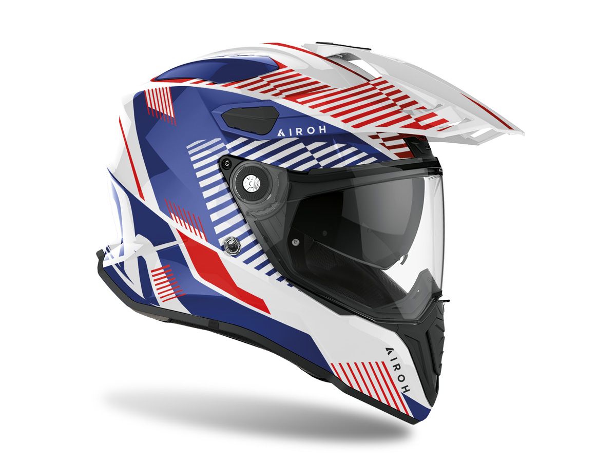AIROH HELM TOURING WEISS ROT BLAU GLANZ COMMANDER BOOST