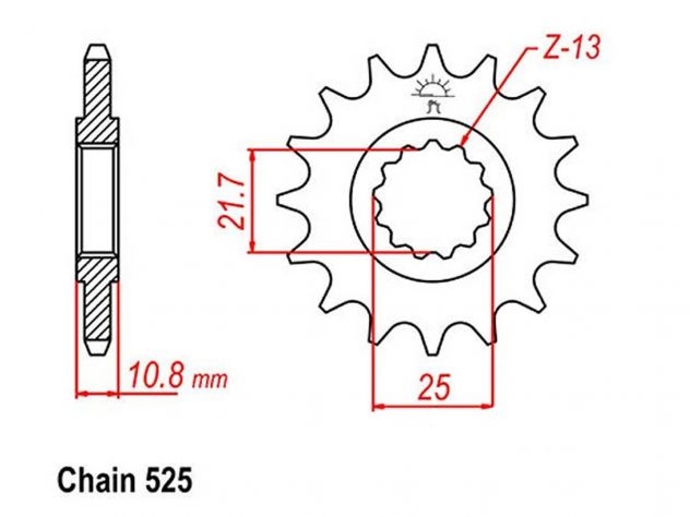 JT FRONT SPROCKET 15 TOOTH PITCH 525...