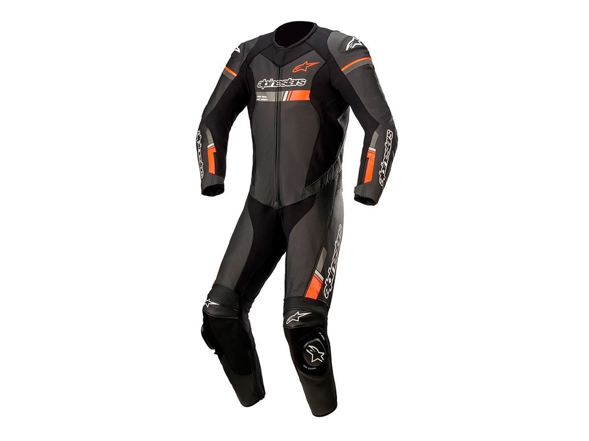 ALPINESTARS GP FORCE CHASER RACING LEATHER SUIT BLACK / RED FLUO