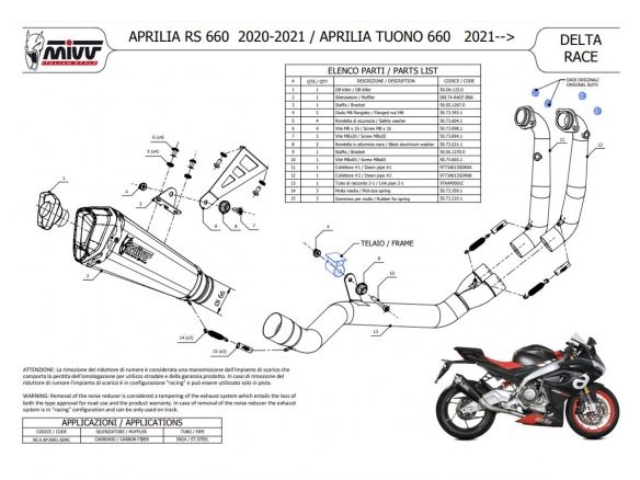 DELTA RACE MIVV ECHAPPEMENT COMPLET CARBONE APRILIA RS 660 2020-2022