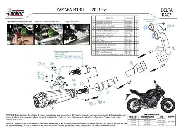 ESCAPE COMPLETO 2X1 MIVV DELTA RACE INOX CARBONO YAMAHA MT-07 2021-2023