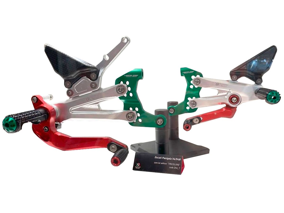 DV4_TRICOLORE BONAMICI RACING TRICOLOR ADJUSTABLE REAR SETS DUCATI PANIGALE V4 / S / R 20182023