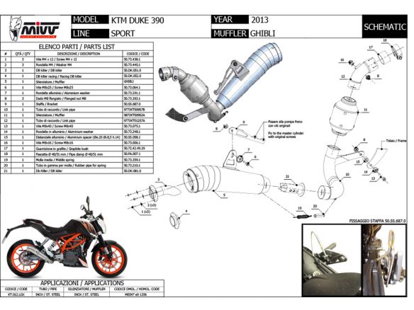 SCARICO COMPLETO 1X1 MIVV GHIBLI INOX KTM 390 DUKE 2013-2016