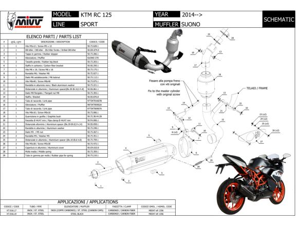 ECHAPPEMENT COMPLET 1X1 MIVV SOUND ACIER-CARBONE KTM RC 125 2014-2016