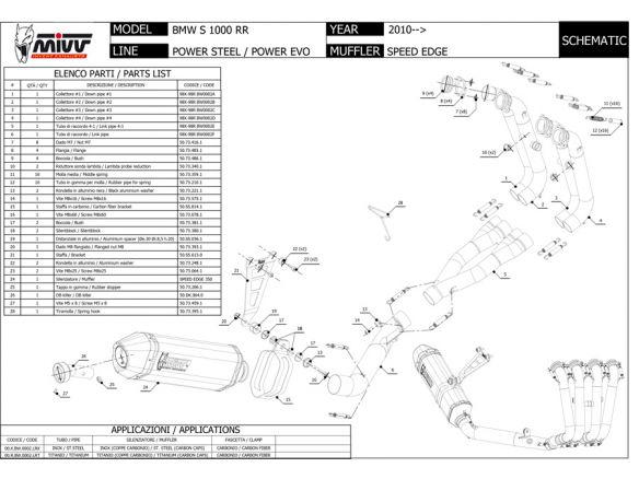 ESCAPE COMPLETO 4X2X1 MIVV SPEED EDGE INOX-CARBONO BMW S 1000 RR 2010-2014