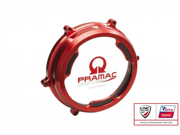 CLEAR OIL BATH CLUTCH COVER WITH CARBON FIBER INLAY PRAMAC CNC RACING DUCATI 1199 PANIGALE 2012-14
