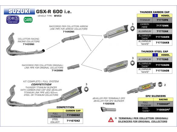 COMPLETE EXHAUST COMPETITION ARROW TITANIUM INOX SUZUKI GSX-R 600 2011-2016