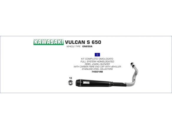 COMPLETE EXHAUST REBEL ARROW STEEL DARK KAWASAKI VULCAN S 650 2014-2016