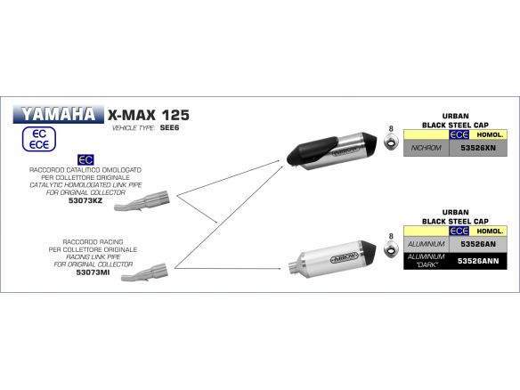 SILENCER URBAN ARROW ALUMINUM DARK YAMAHA X-MAX 125 2018-