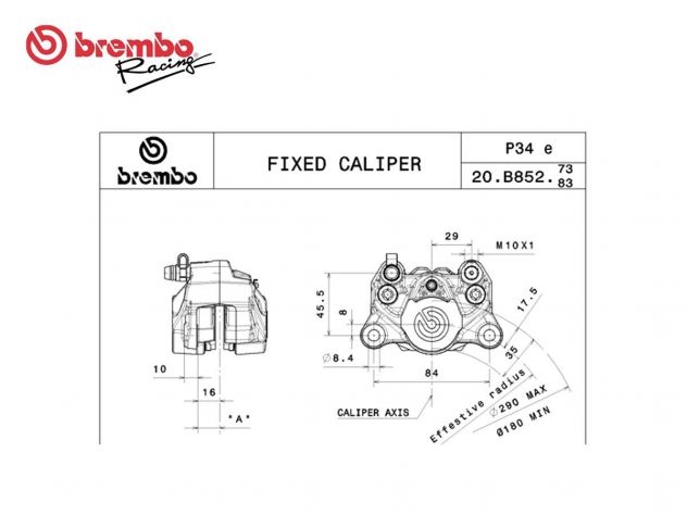 BREMBO REAR LEFT BRAKE CALIPER TITANIUM SERIES P34E
