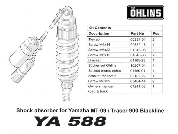 AMORTIGUADOR AJUSTABLE OHLINS BLACK LINE S46HR1C1S YAMAHA XSR 900 2014-2020