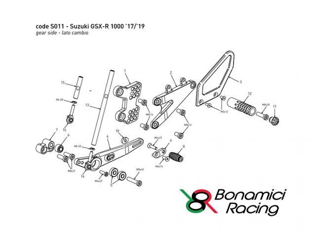 GEAR LEVER REPLACEMENT PART FOR BONAMICI SETS S011 GEARBOX SIDE